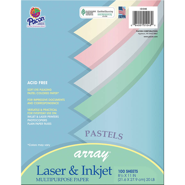 Pacon Pastel Multipurpose Paper Array, 8.5x11, PK300 P101048